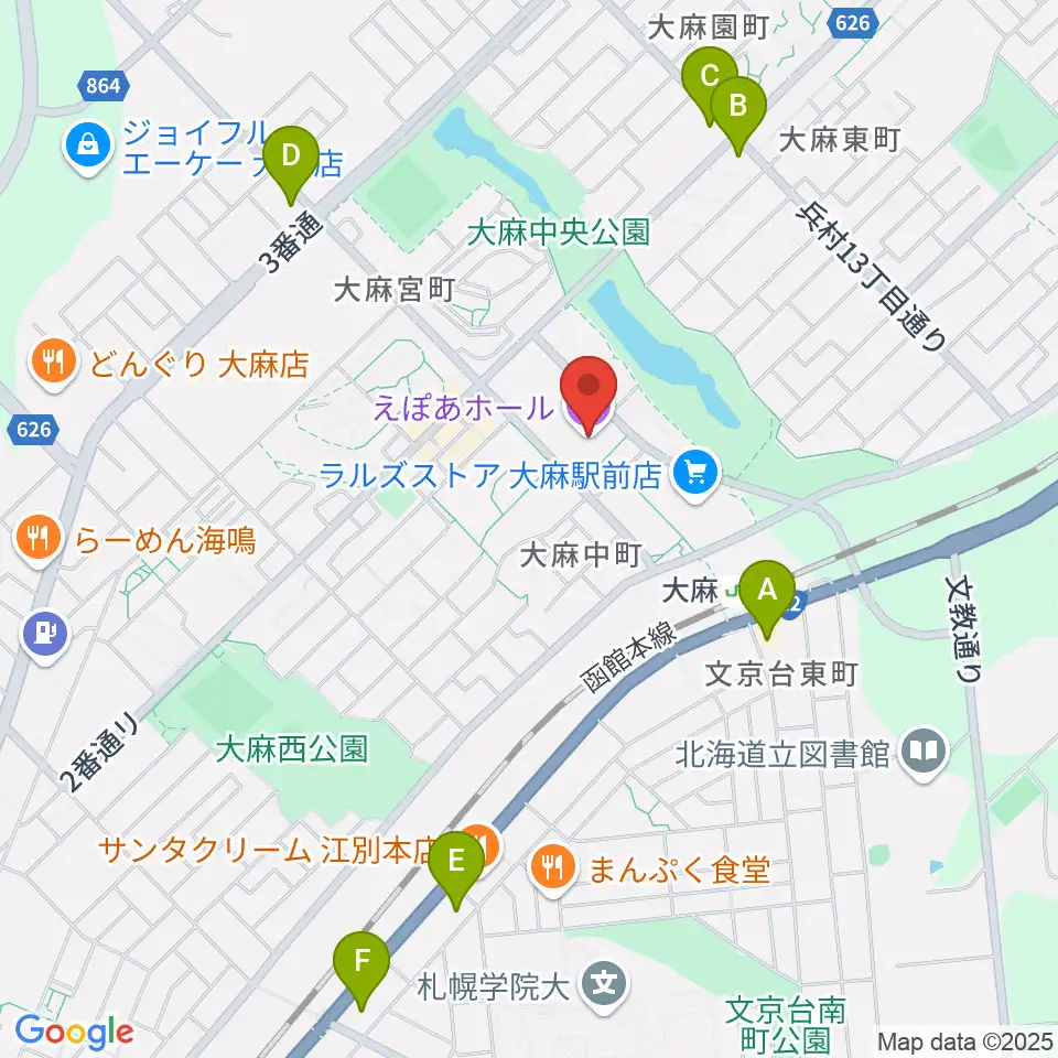 えぽあホール周辺のコンビニエンスストア一覧地図
