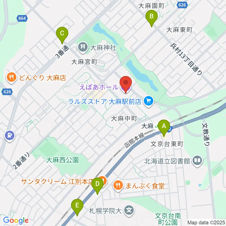 えぽあホール周辺のコンビニエンスストア一覧地図