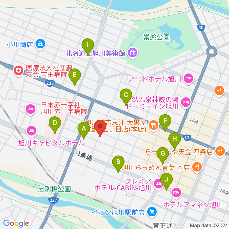 旭川アーリータイムズ周辺のコンビニエンスストア一覧地図