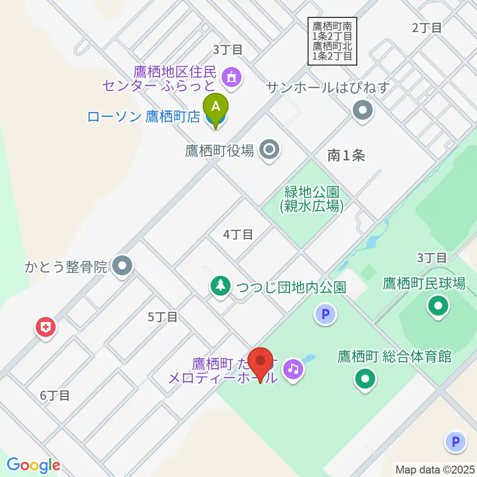 たかすメロディーホール周辺のコンビニエンスストア一覧地図