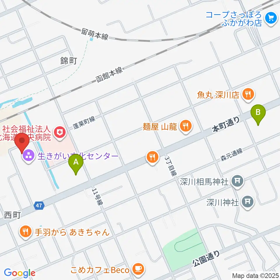 深川市生きがい文化センター周辺のコンビニエンスストア一覧地図