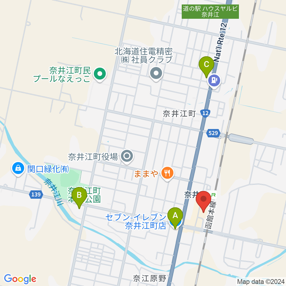 奈井江町文化ホール コンチェルトホール周辺のコンビニエンスストア一覧地図