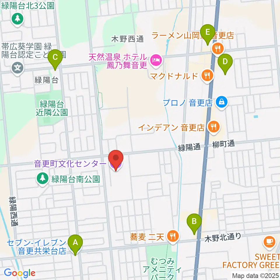 音更町文化センター周辺のコンビニエンスストア一覧地図