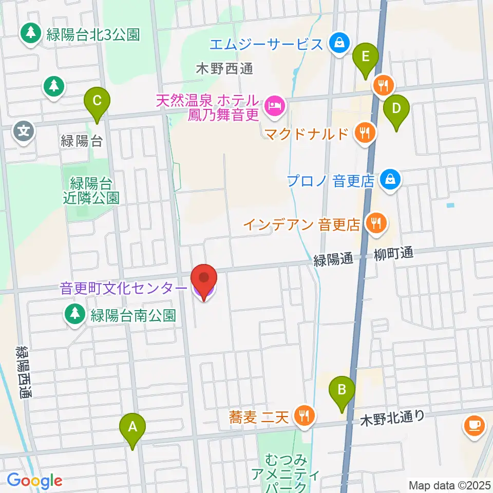 音更町文化センター周辺のコンビニエンスストア一覧地図