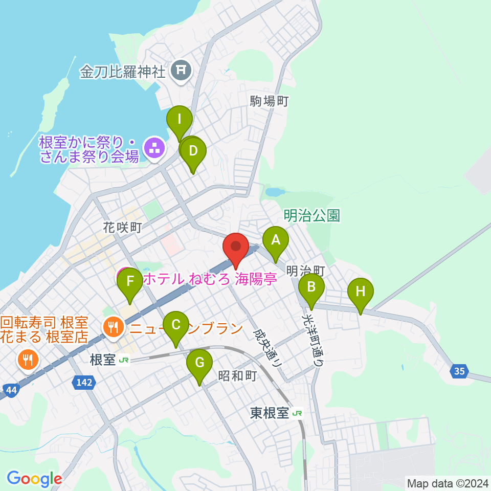 根室市総合文化会館周辺のコンビニエンスストア一覧地図