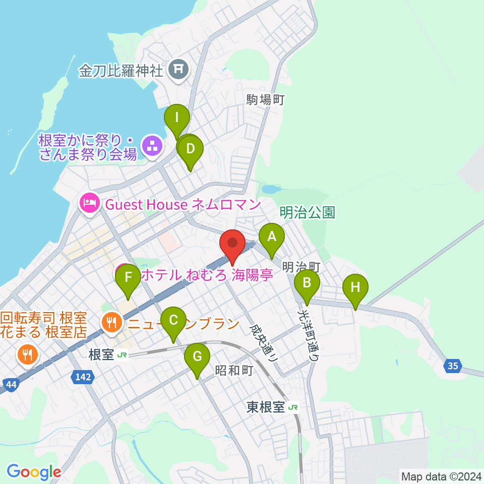 根室市総合文化会館周辺のコンビニエンスストア一覧地図