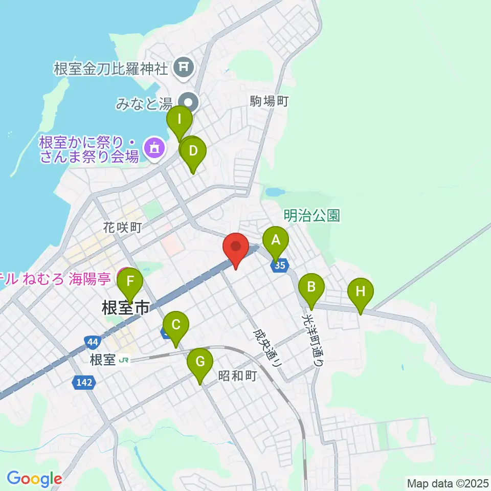 根室市総合文化会館周辺のコンビニエンスストア一覧地図