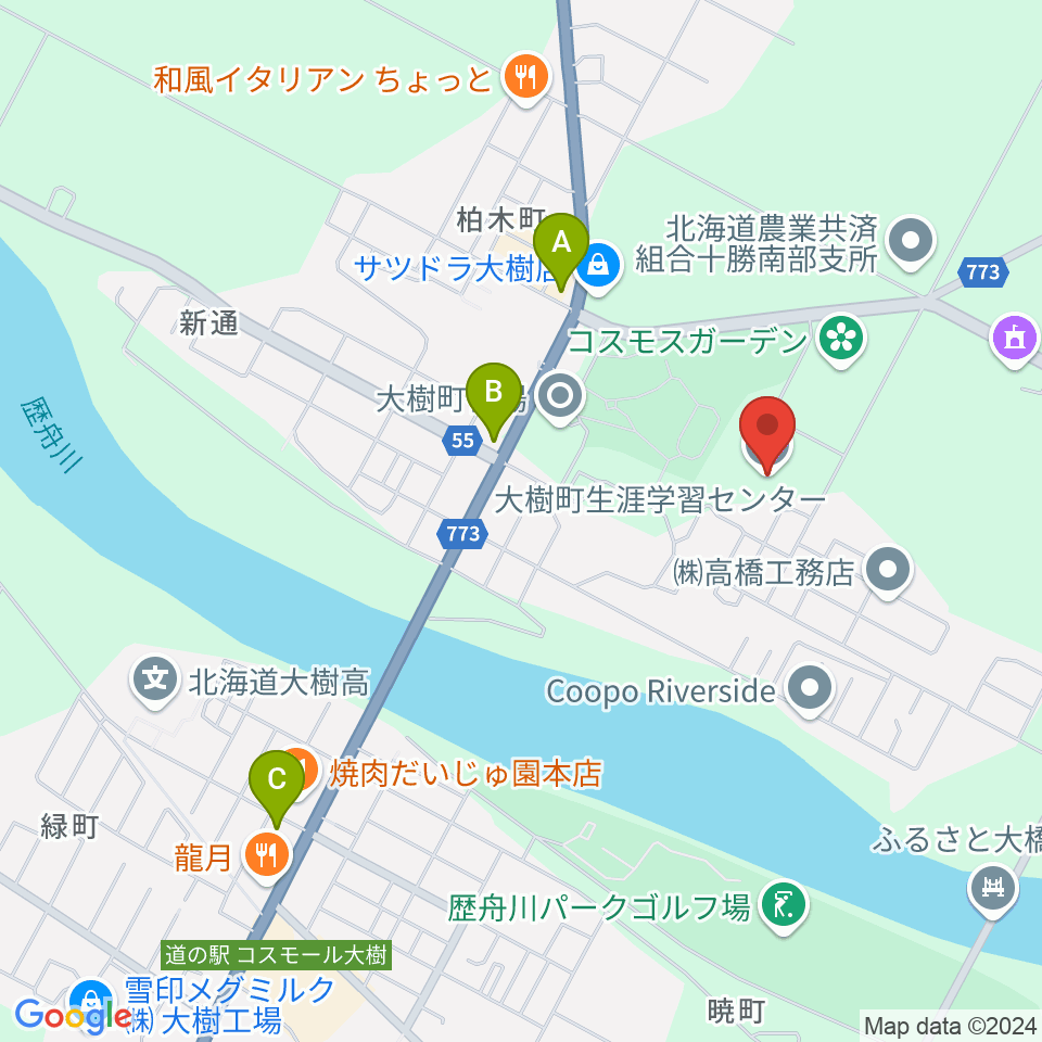 大樹町生涯学習センター周辺のコンビニエンスストア一覧地図