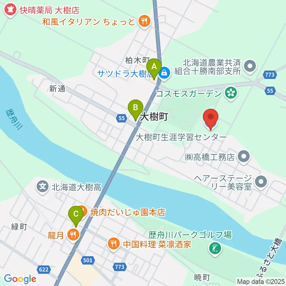 大樹町生涯学習センター周辺のコンビニエンスストア一覧地図