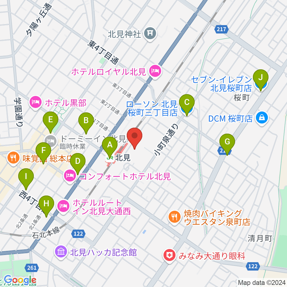 北見芸術文化ホール きた・アート21周辺のコンビニエンスストア一覧地図