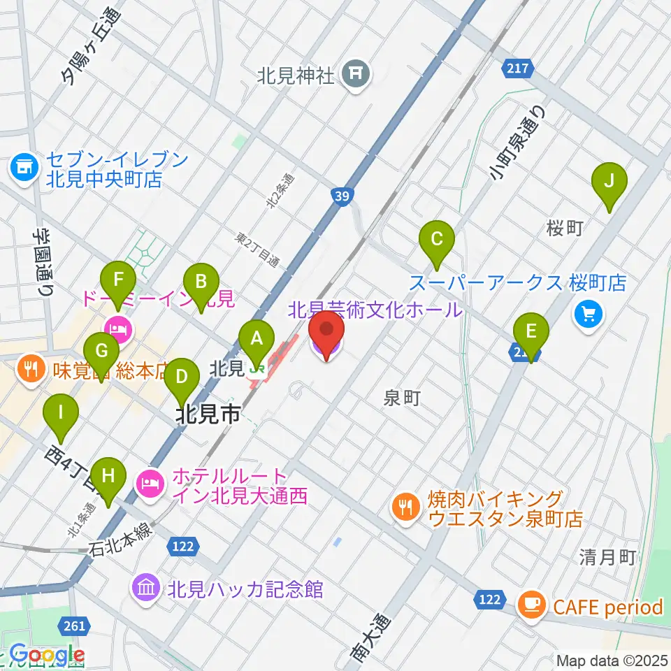 NiCC芸術文化ホール周辺のコンビニエンスストア一覧地図