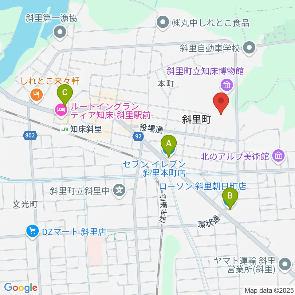 ゆめホール知床周辺のコンビニエンスストア一覧地図