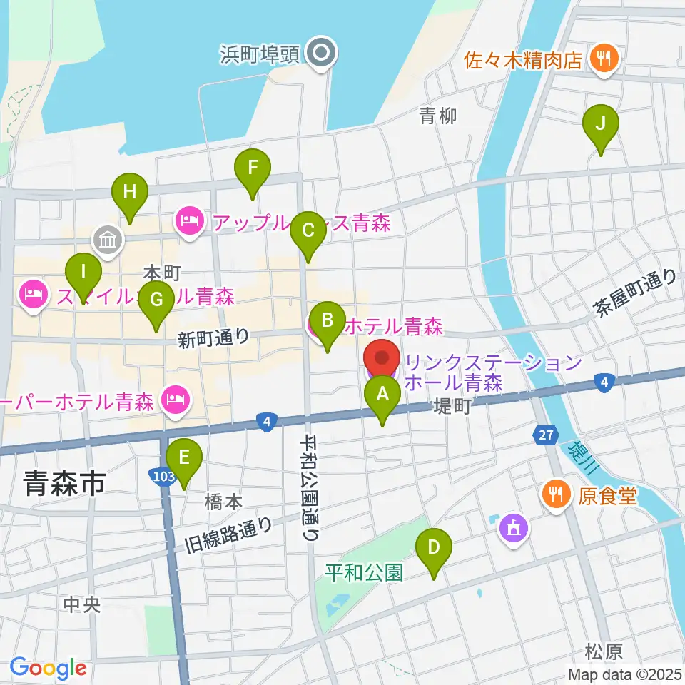 リンクステーションホール青森周辺のコンビニエンスストア一覧地図