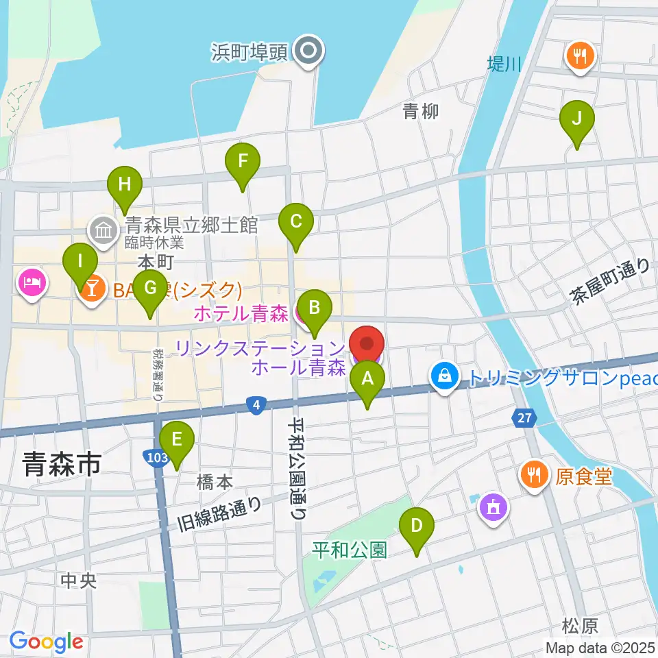 リンクステーションホール青森周辺のコンビニエンスストア一覧地図