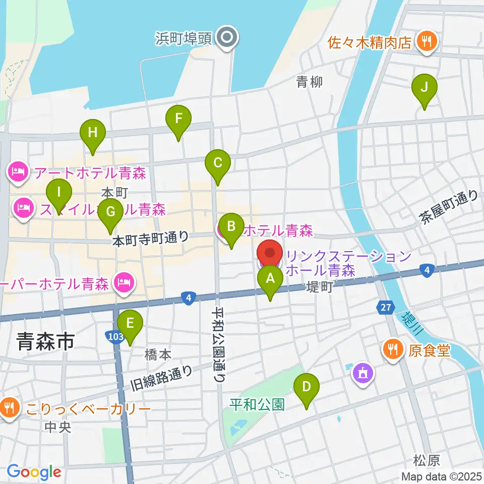 リンクステーションホール青森周辺のコンビニエンスストア一覧地図