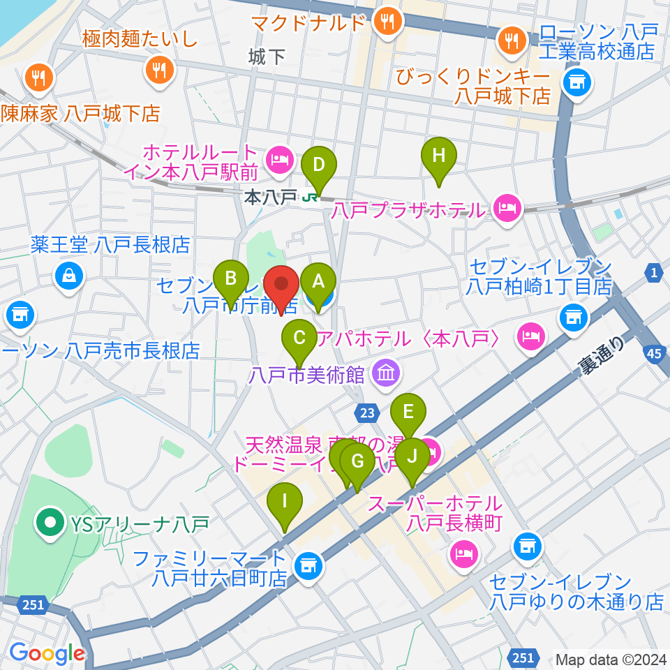 SG GROUPホールはちのへ周辺のコンビニエンスストア一覧地図