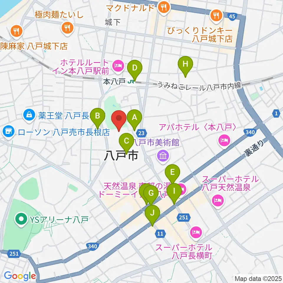 SG GROUPホールはちのへ周辺のコンビニエンスストア一覧地図