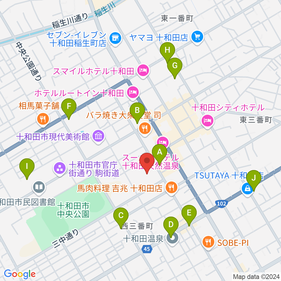 十和田市民文化センター周辺のコンビニエンスストア一覧地図