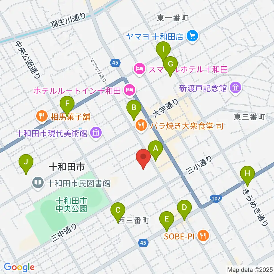 十和田市民文化センター周辺のコンビニエンスストア一覧地図