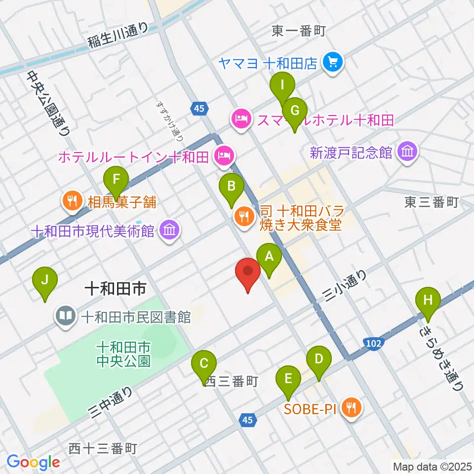 十和田市民文化センター周辺のコンビニエンスストア一覧地図