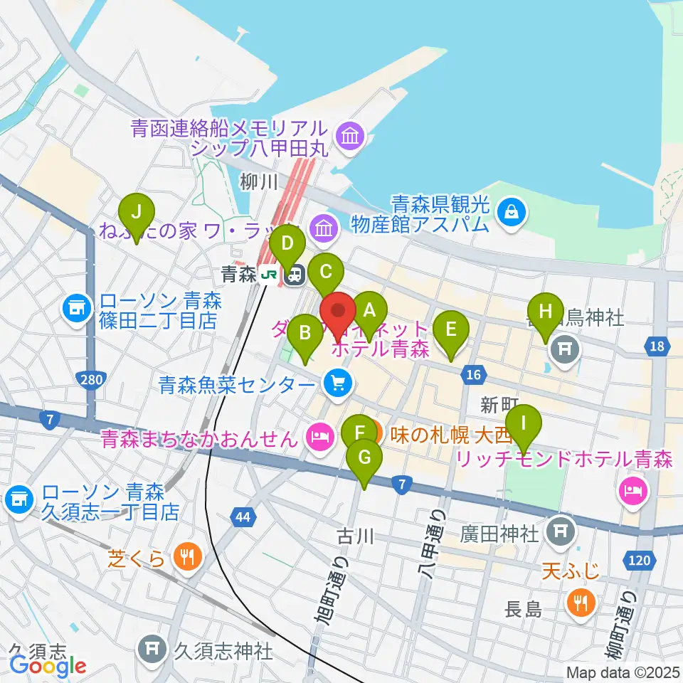 青森市男女共同参画プラザ カダール周辺のコンビニエンスストア一覧地図