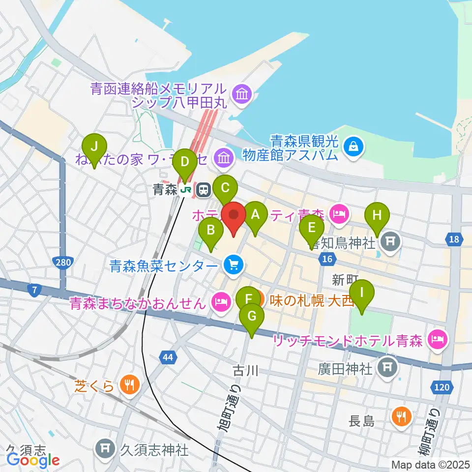 青森市男女共同参画プラザ カダール周辺のコンビニエンスストア一覧地図