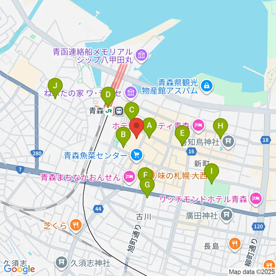 青森市男女共同参画プラザ カダール周辺のコンビニエンスストア一覧地図
