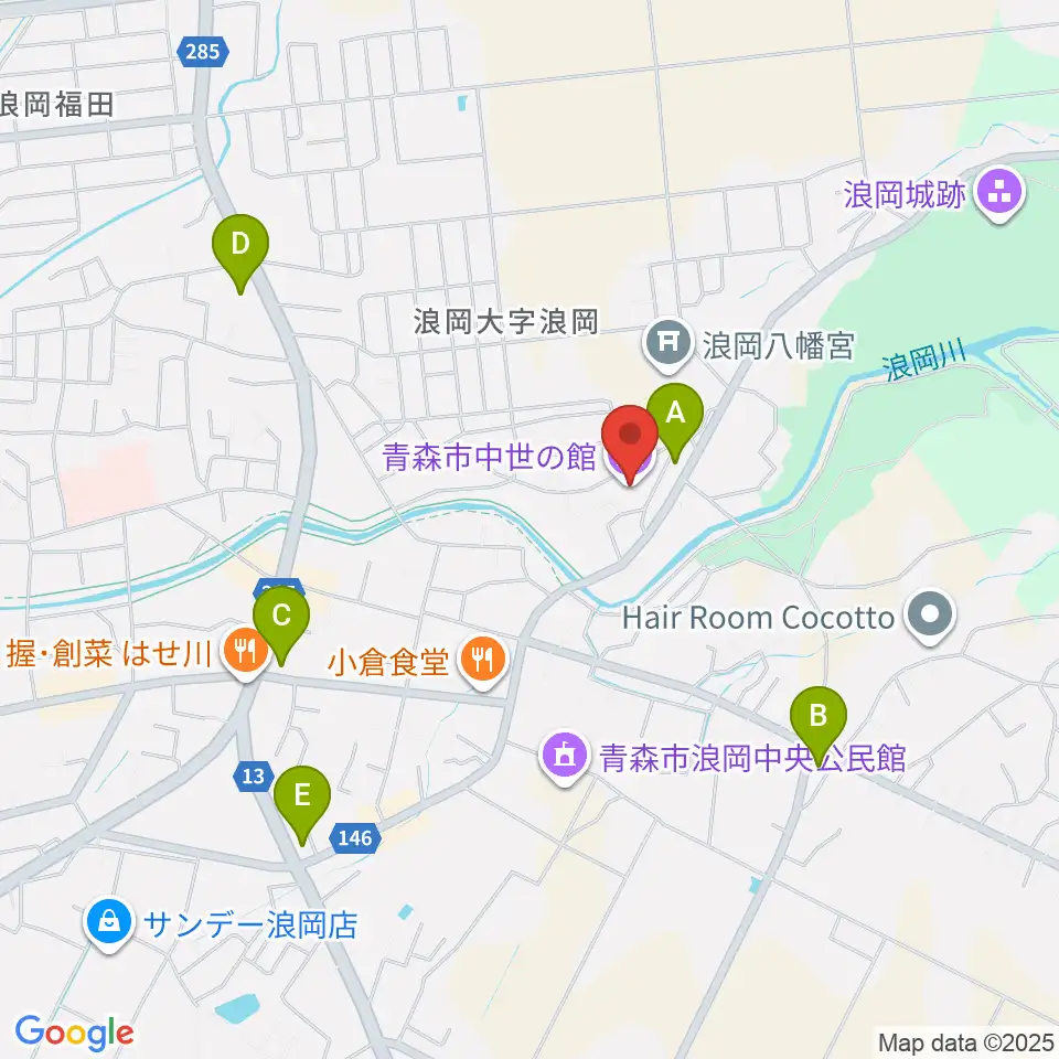青森市中世の館周辺のコンビニエンスストア一覧地図