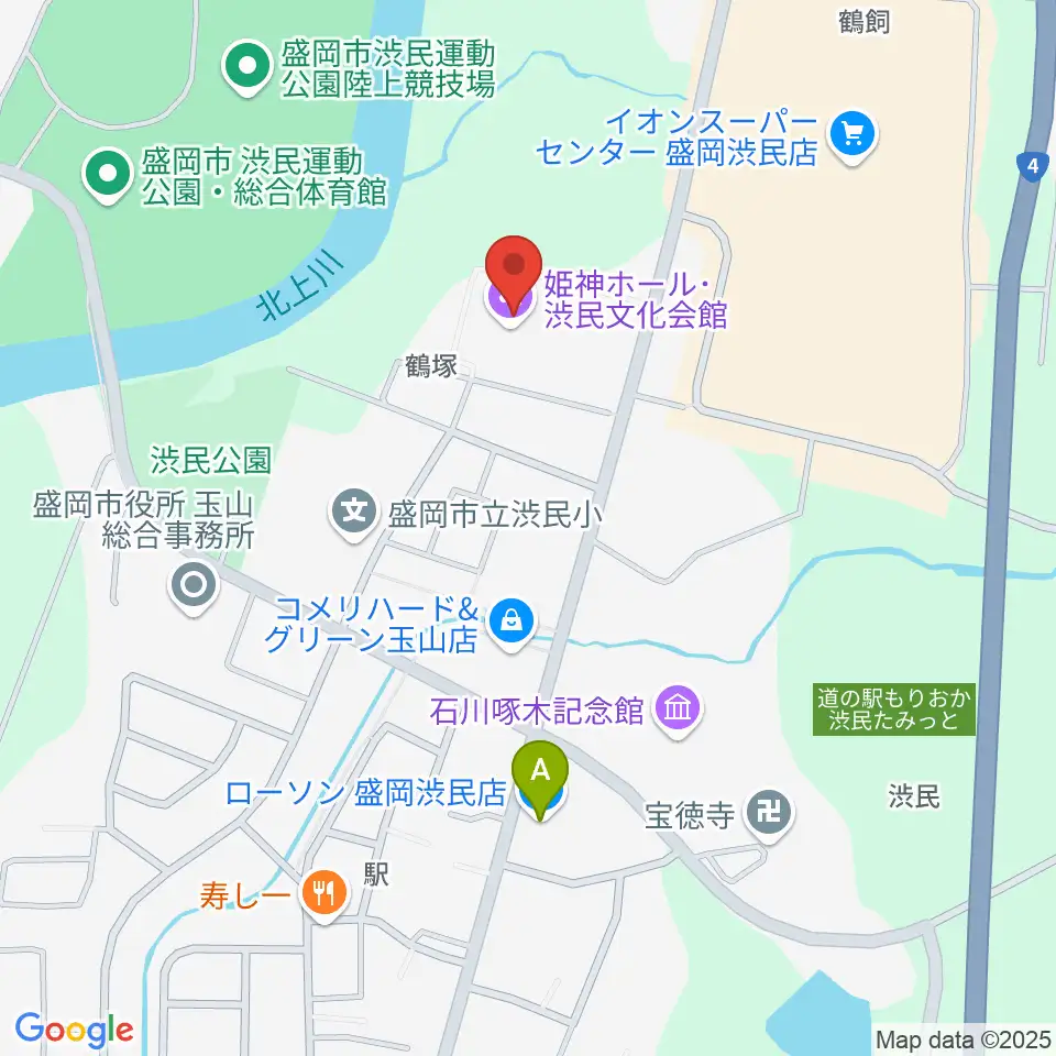 姫神ホール周辺のコンビニエンスストア一覧地図