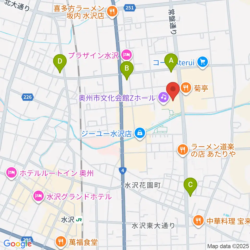 奥州市文化会館Zホール周辺のコンビニエンスストア一覧地図