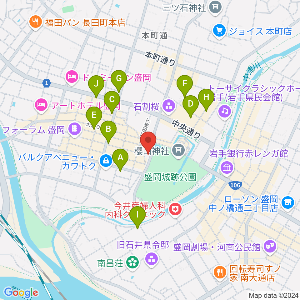 岩手教育会館周辺のコンビニエンスストア一覧地図