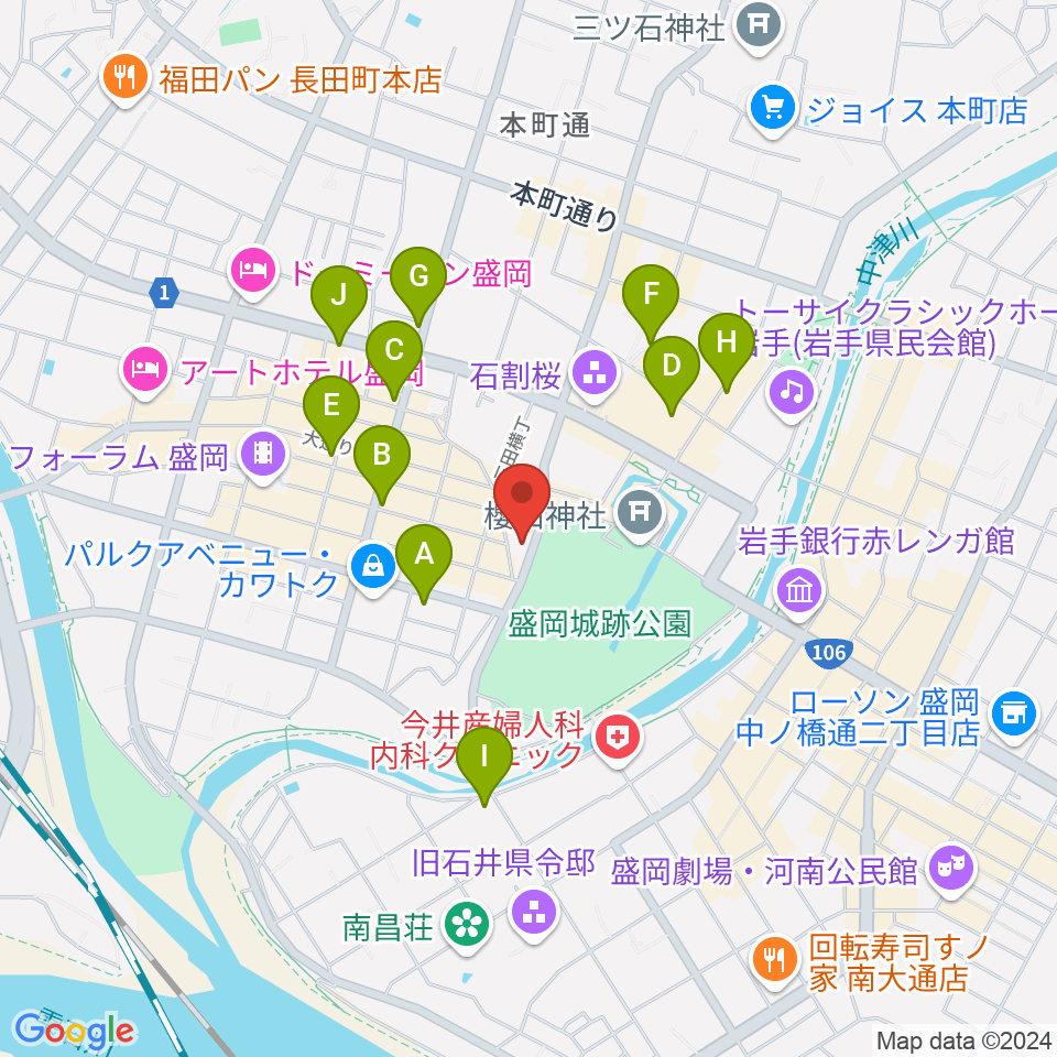 岩手教育会館周辺のコンビニエンスストア一覧地図