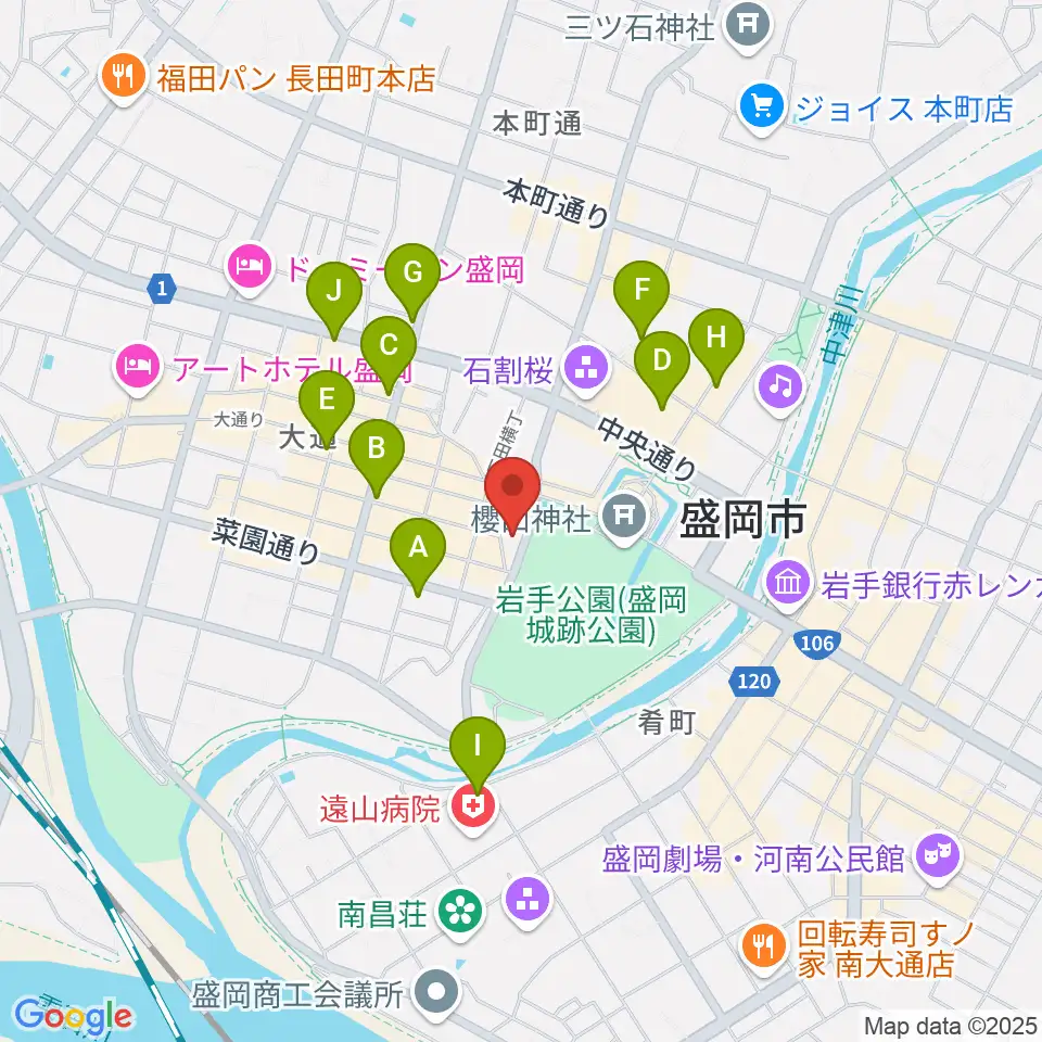 岩手教育会館周辺のコンビニエンスストア一覧地図