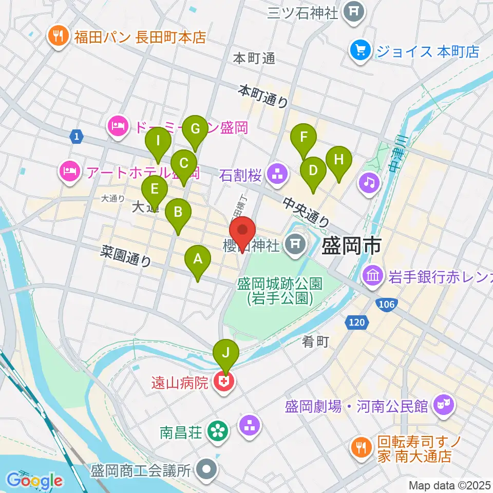 岩手教育会館周辺のコンビニエンスストア一覧地図
