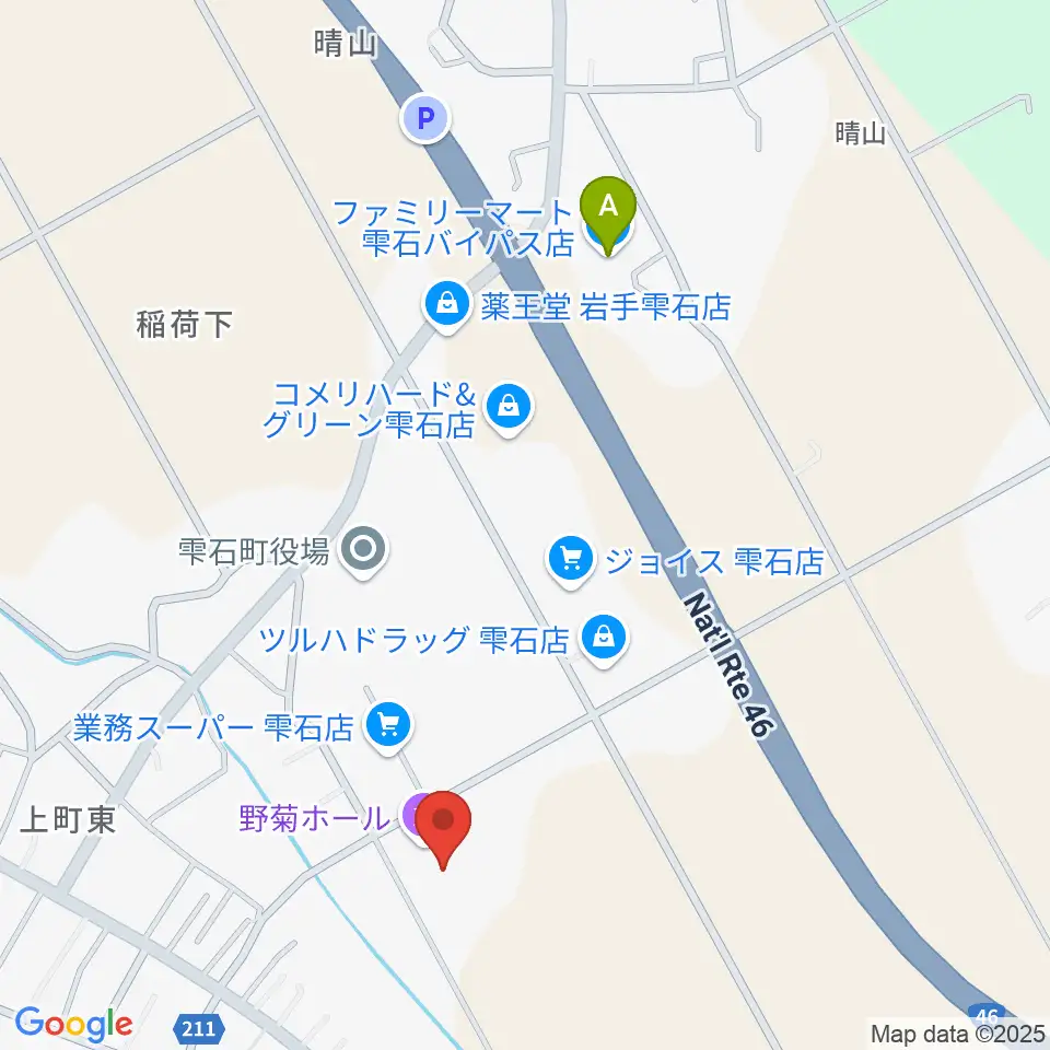 雫石町中央公民館 野菊ホール周辺のコンビニエンスストア一覧地図