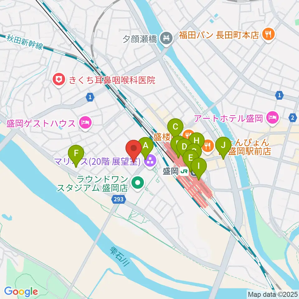 いわて県民情報交流センター アイーナ周辺のコンビニエンスストア一覧地図