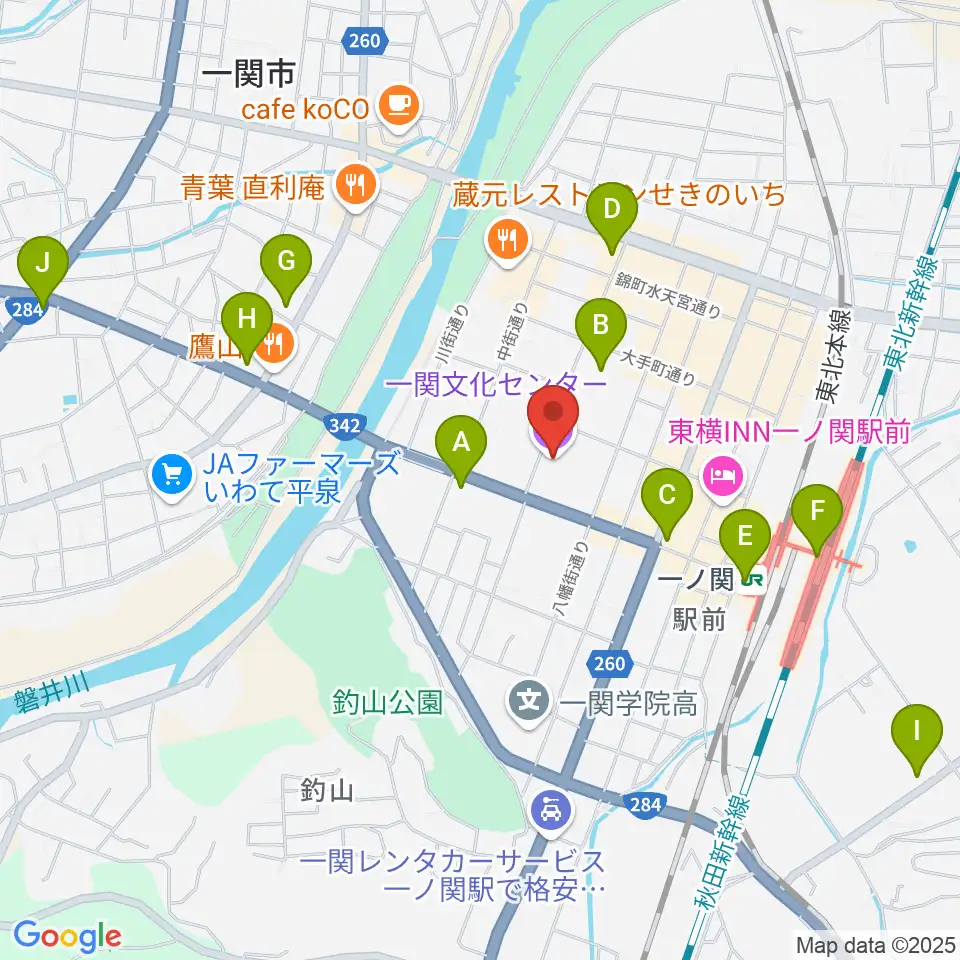 一関文化センター周辺のコンビニエンスストア一覧地図