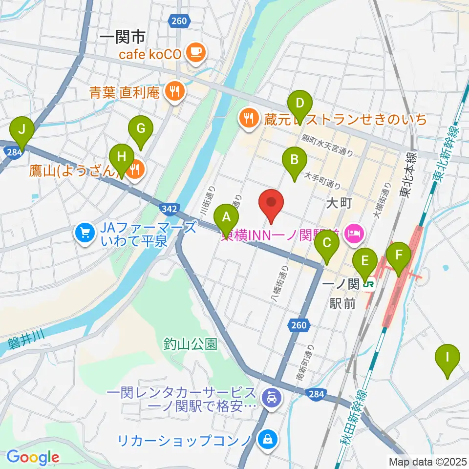 一関文化センター周辺のコンビニエンスストア一覧地図