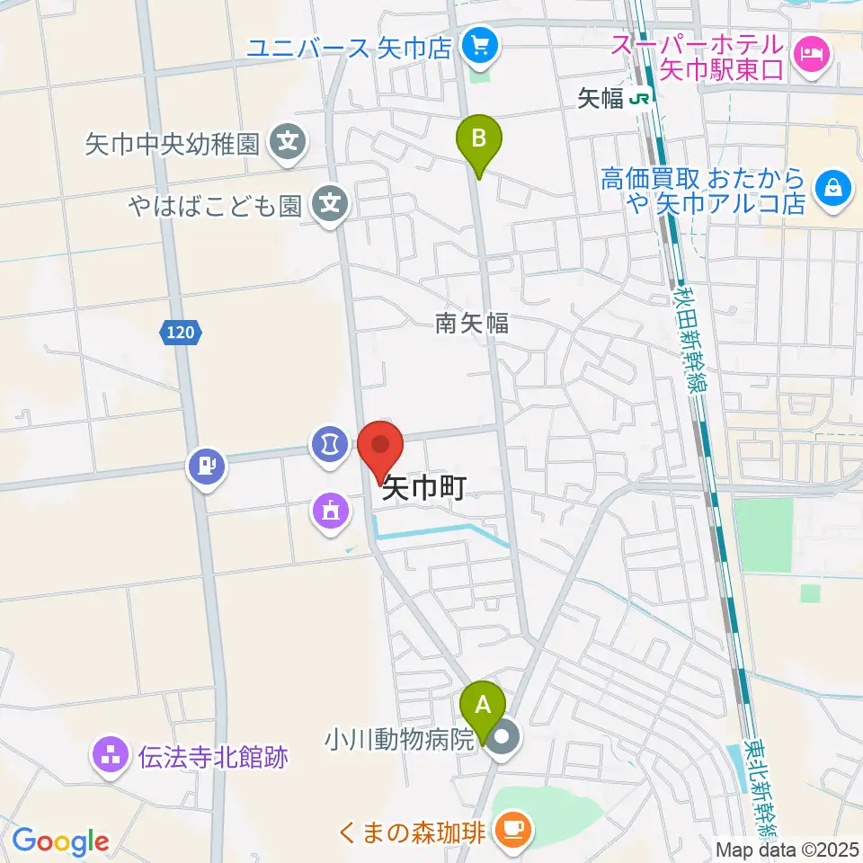 田園ホール 矢巾町文化会館周辺のコンビニエンスストア一覧地図