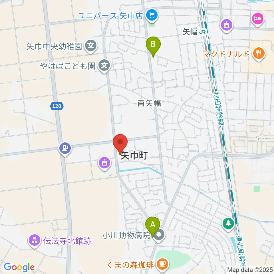 田園ホール 矢巾町文化会館周辺のコンビニエンスストア一覧地図