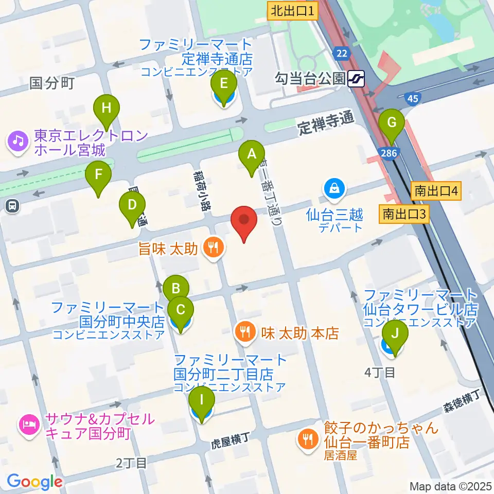 仙台Rensa周辺のコンビニエンスストア一覧地図