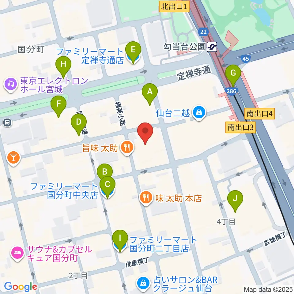 仙台Rensa周辺のコンビニエンスストア一覧地図