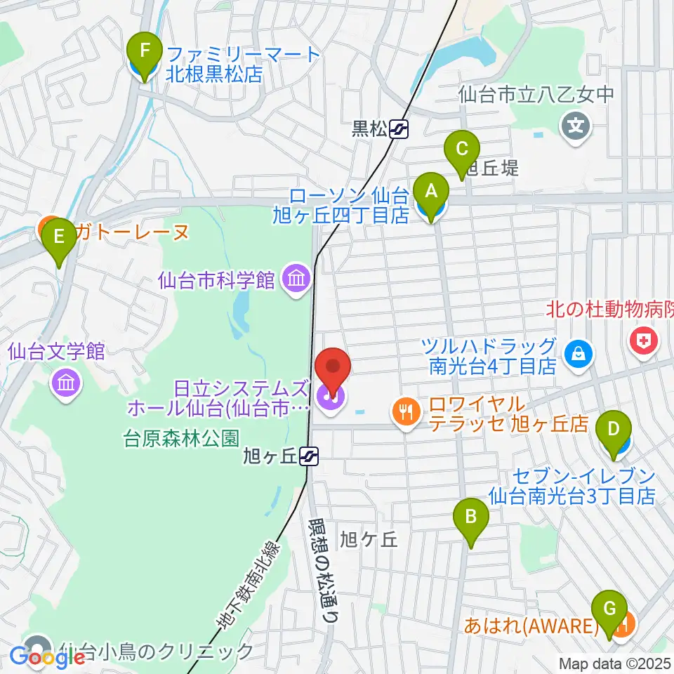 日立システムズホール仙台周辺のコンビニエンスストア一覧地図