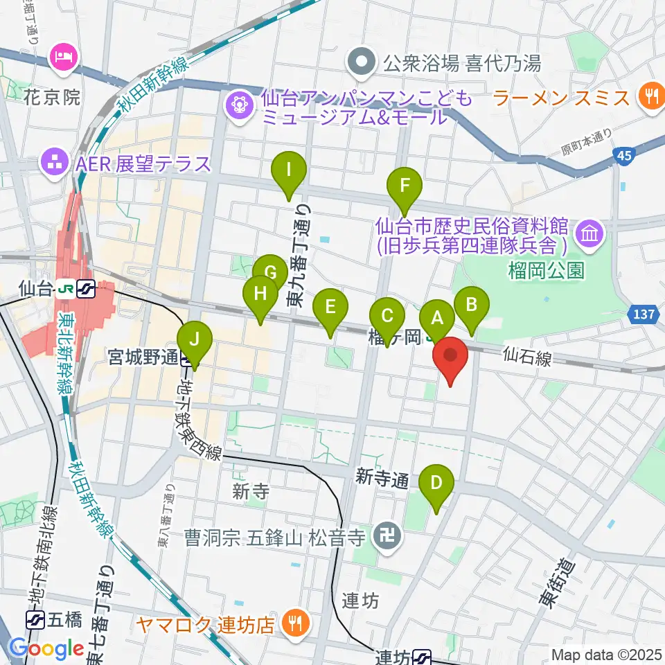 仙台サンプラザホール周辺のコンビニエンスストア一覧地図