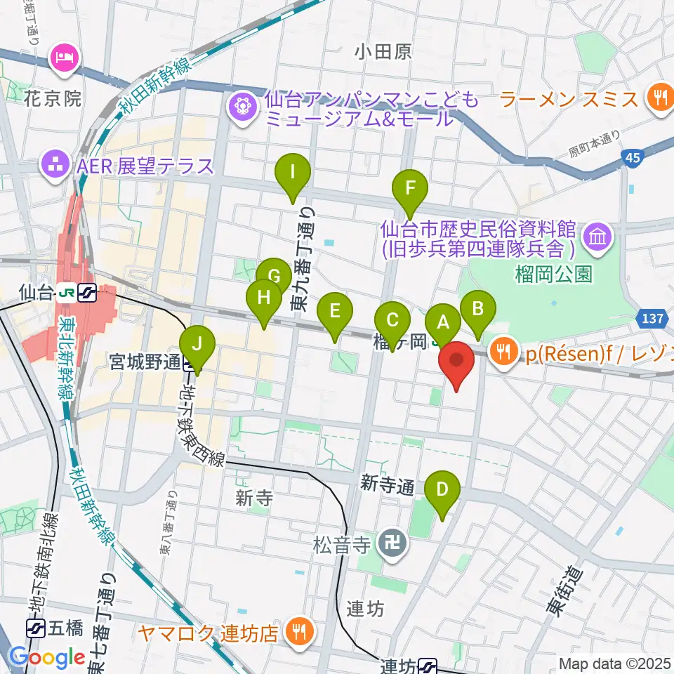 仙台サンプラザホール周辺のコンビニエンスストア一覧地図