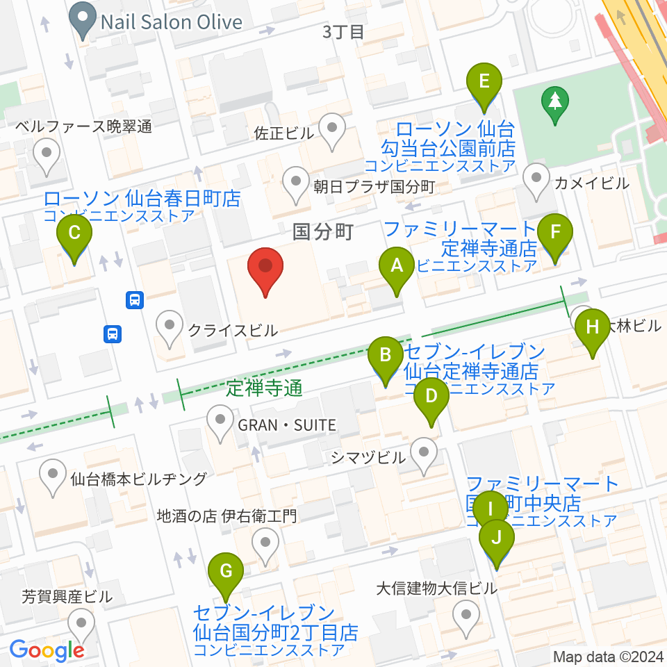 東京エレクトロンホール宮城周辺のコンビニエンスストア一覧地図