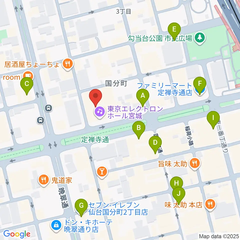 東京エレクトロンホール宮城周辺のコンビニエンスストア一覧地図