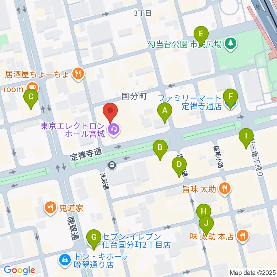 東京エレクトロンホール宮城周辺のコンビニエンスストア一覧地図