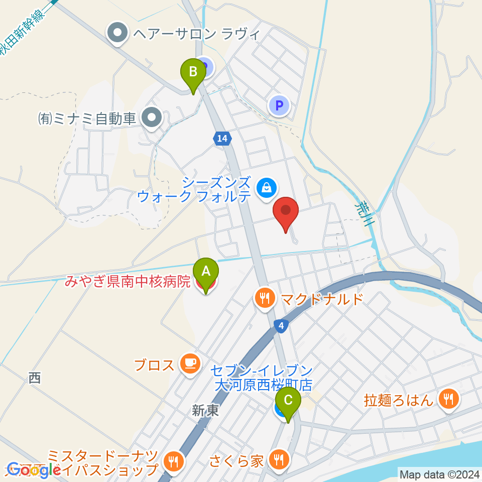 えずこホール仙南芸術文化センター周辺のコンビニエンスストア一覧地図