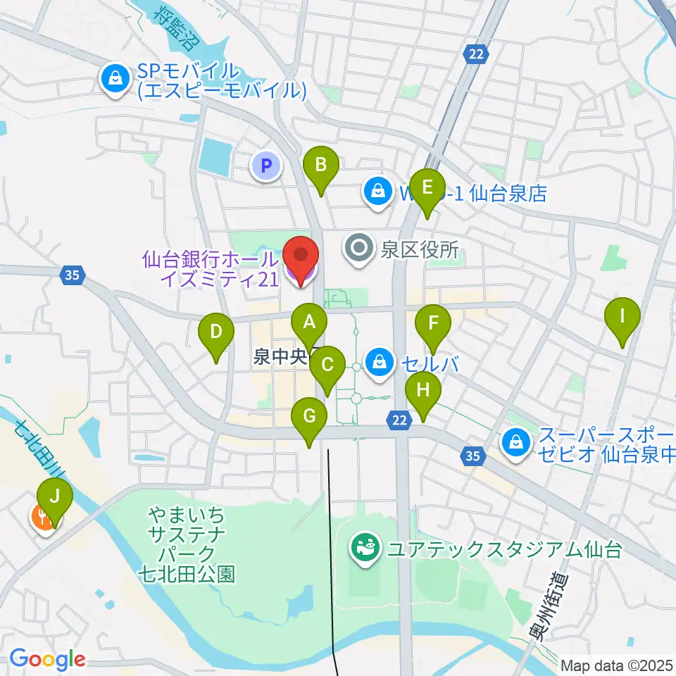 仙台銀行ホール イズミティ21周辺のコンビニエンスストア一覧地図